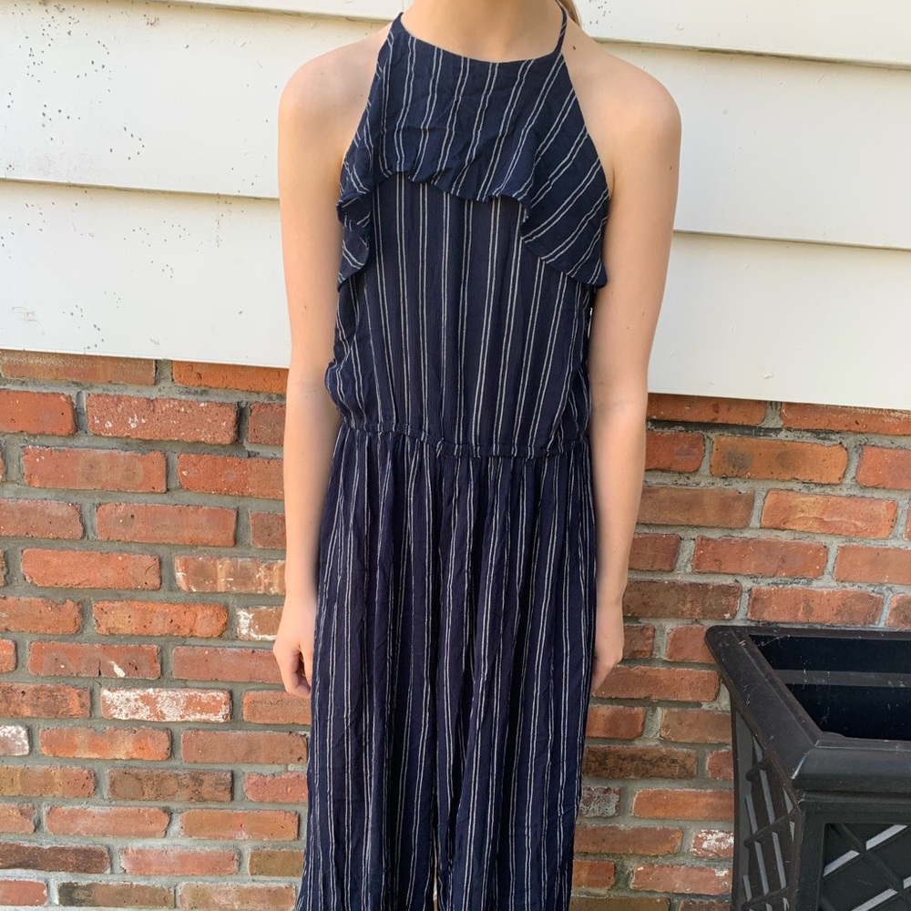 Striped halter jumpsuit